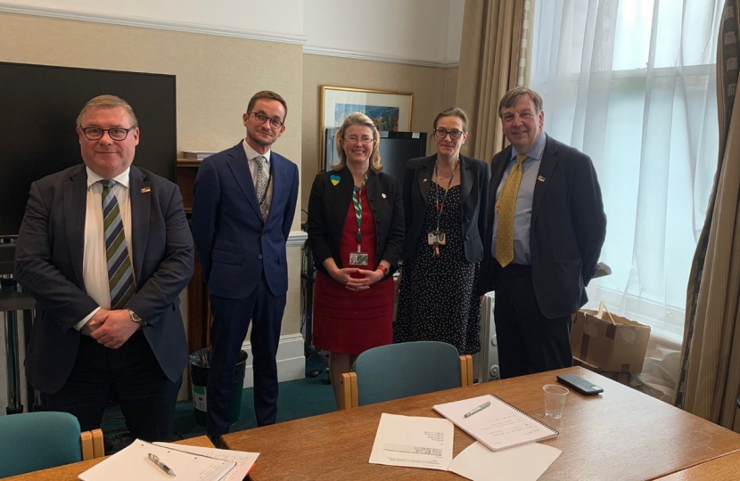 L-R: Mark Francois MP, Tom Abell, Anna Firth MP, Rebecca Harris MP, and John Baron MP at the meeting in Westminster