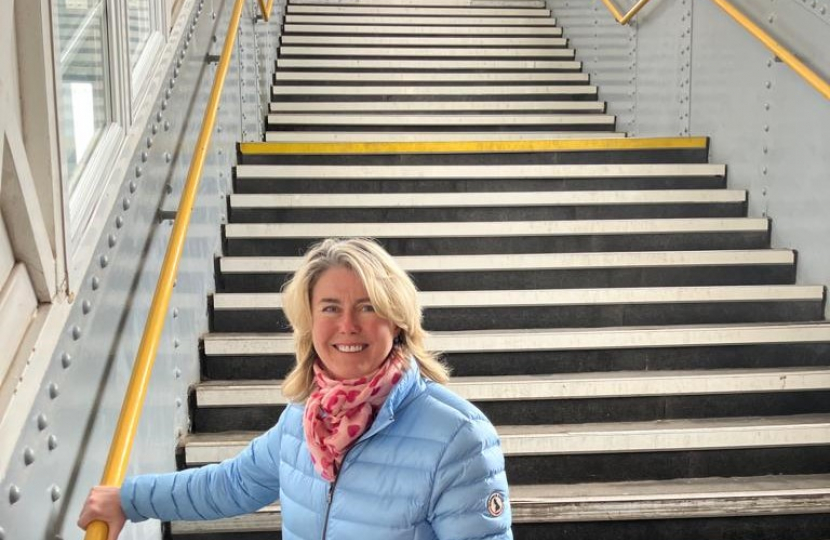 Anna at the bottom of Chalkwell Station steps