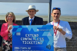 Anna Firth (left) campaigning for contactless ticketing 